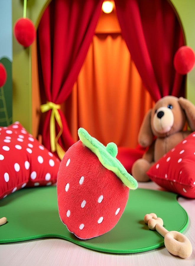 Qintreesify Red Strawberry Practical Design and Interactive Plush Squeaky Dog Toys Electronic Motion Pet Toy for Prevent Boredom Red Pet Supplies Creative and Exquisite Dog Squeak Toys Pet Supplies - Image 2